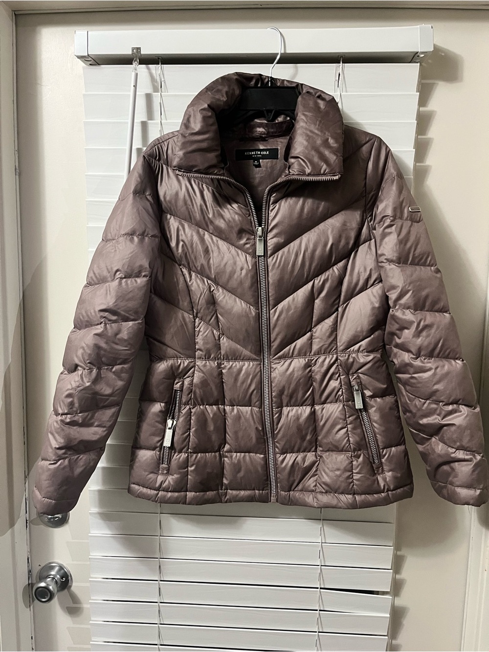 Kenneth Cole Quilted Puffer Jacket - Mauve Brown